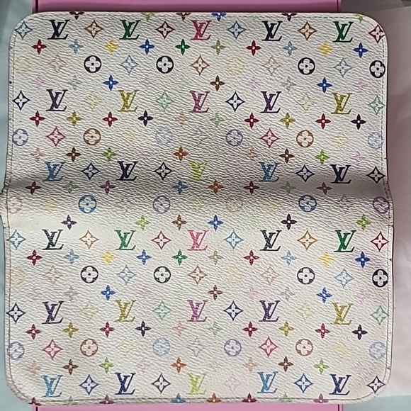 EUC Louis Vuitton x Takashi Murakami White Portefeuille Insolite Monogram Wallet - Picture 3 of 11